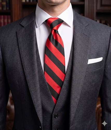 Image of NYFASHION101 Men's Classic Striped Necktie - Premium Woven Two-Tone Tie for Weddings, Graduation, Business & School Colors