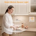 Under Cabinet Lighting, USB Rechargeable Motion Sensor Light Indoor, Battery Operated Closet Light, LED Cabinet Lights, Stick On Dimmable Under Counter Lights for Kitchen (2-Pack)