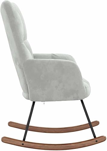 Miniatura 4 de vidaXL Mecedora en terciopelo gris claro - Sillón elegante y cómodo con rieles mecedoras largos para una seguridad óptima - Marco y patas de acero