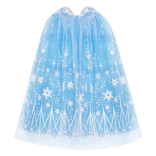 PHOGARY Encapuchonné Cape Princesse Déguisement Bleu Cape, Déguisement Halloween Noël Carnaval Cosplay Costume Princesse Fête Anniversaire Cape Douce en...