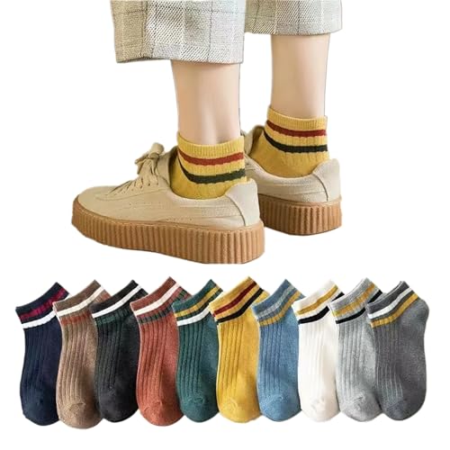 Women's 5/10 Pairs Thin Cotton Low Cut Ankle Socks - Athletic Sports Socks for Women, Breathable Non Slip Elastic