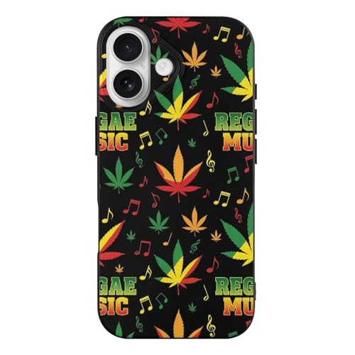 UTRSIFB Classic Protective Compatible for iPhone 17 Case Rasta Flag Weedleaf Leaves Reggae Music, Shockproof TPU with Wireless Charging Compatibility