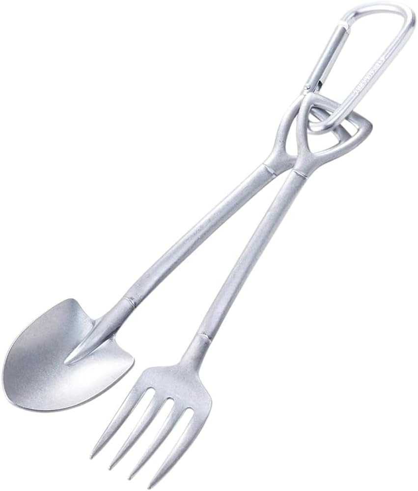 Aoyoshi Vintage Inox Scoop M 2 Piece Set with Carabiner, Made in Japan, VINTAGEINOX Outdoor Camping Veramping, Mobile Phone, Silver