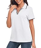 IGEEKWELL Camisas polo femininas que absorvem a umidade, camisas de golfe, roupas de golfe, camisetas casuais, P/M/G/GG/2GG, C - Branco, GG
