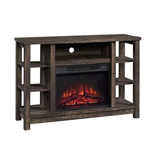 Sauder Miscellaneous Entertainment Fireplace Credenza, L: 47.48  x W: 15.51  x H: 32.09 , Carbon Oak