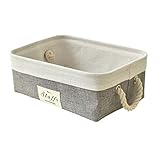 Inough Collapsible Storage Bin Fabric Storage Basket, Toys Container Organizer for Home Office Closet, Laundry Hamper with Cotton Rope Handles for Clothes Books (Rectangle)