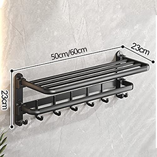 Solution de rangement élégante : support mural noir mat 60 cm pliable - 8