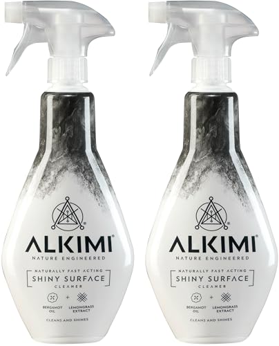 ALKIMI Shiny Surface Cleaning Spray, Pack of 2 – Powerful Cleaning, No Harsh Chemicals, with Natural Bergamot Oil & Lemongrass Extract