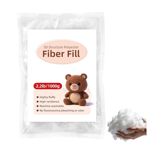 Polyfill Stuffing 2.2 lb, Fluffy Fiberfill Filler for Stuffed Animals, Couch Pillows, Crochet Cushions, Cloud Decorations & Craft Projects, Washable and High-Resilience