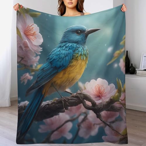 Couverture fleur oiseau chaude pour cocooning sur le canapé - 2