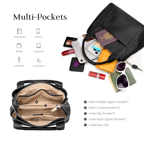 Image of befen Genuine Leather Handbag for Women Small Soft Satchel Tote Bags Crossbody Shoulder Purses with Zipper