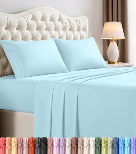 Image of Utopia Bedding Queen Bed Sheets Set - 4 Piece Bedding - Brushed Microfiber - Shrinkage and Fade Resistant - Easy Care (Queen, Ice Blue)