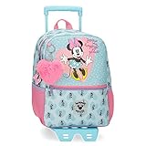 Disney Minnie My happy place Mochila Escolar con Carro Azul 25x32x12 cms Poliéster 9,6L