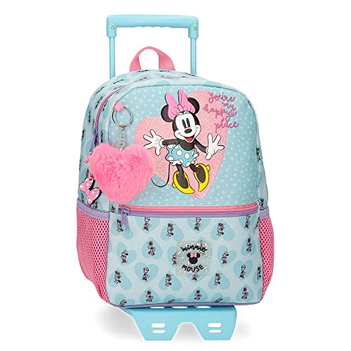 Disney Minnie My Happy Place Mochila Escolar Con Carro Azul 25X32X12 Cms Poliéster 9,6L