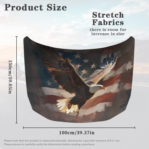 Image of Car Hood Cover Eagle American Flag Hood Protector Waterproof Sun-Proof Auto Hood Flag Universal Automotive Exterior Accessories for Sedan SUV Truck Jeep