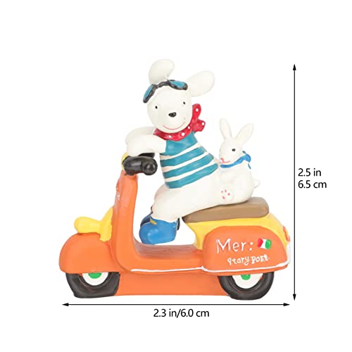 Veemoon Car Decor Rabbit Statue Bunny On Motorcycle Figure Mini Easter Rabbit Figurine Micro Landscape Animal Sculpture Ornament Photo Prop For Garden Yard Lawn Desk Topper #TOP3