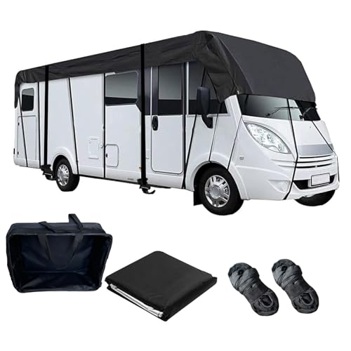 Class C Rv Cover Wider 3.3m/10.83ft 210D Oxford Cloth Truck Camper Cover Foldable Storage Easy to Clean with 2 Reinforced Straps Black-26.2 x 10.8 ft