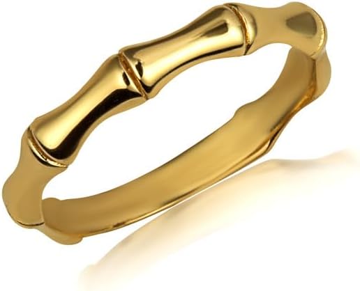 10K Yellow, White, and Rose Gold 2.4 mm Bamboo Nature Band Statement Ring for Women, Available in Sizes 4-12