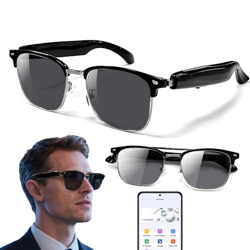 epekops AI Smart Glasses Bluetooth Audio Glasses Sunglasses, Translation, Music, Calls, Voice Assistant, Open-Ear Stereo Speakers, Lightweight Translation Glasses, UV Protection for Men Women Outdoor