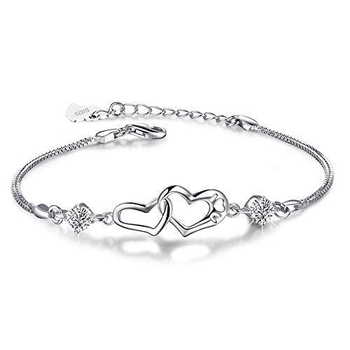 Fu You Damen Armband 925 Sterling Silber Armbänder mit Herz verstellbare...
