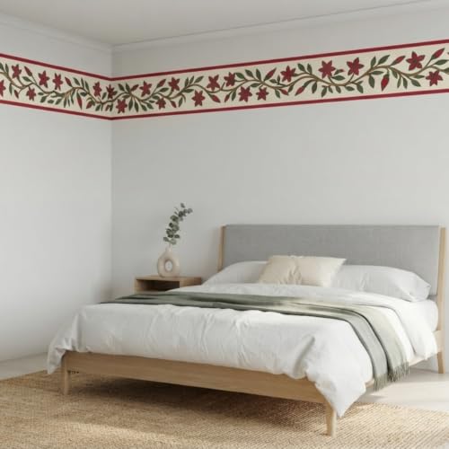 Image of Decorative Peel and Stick Wall Border Sticker 4 Inch x 4 Feet | Waterproof Self Adhesive PVC Wallpaper Border | Floral, Vintage & Traditional Designs | Wall Trim for Home Decor, VWB3