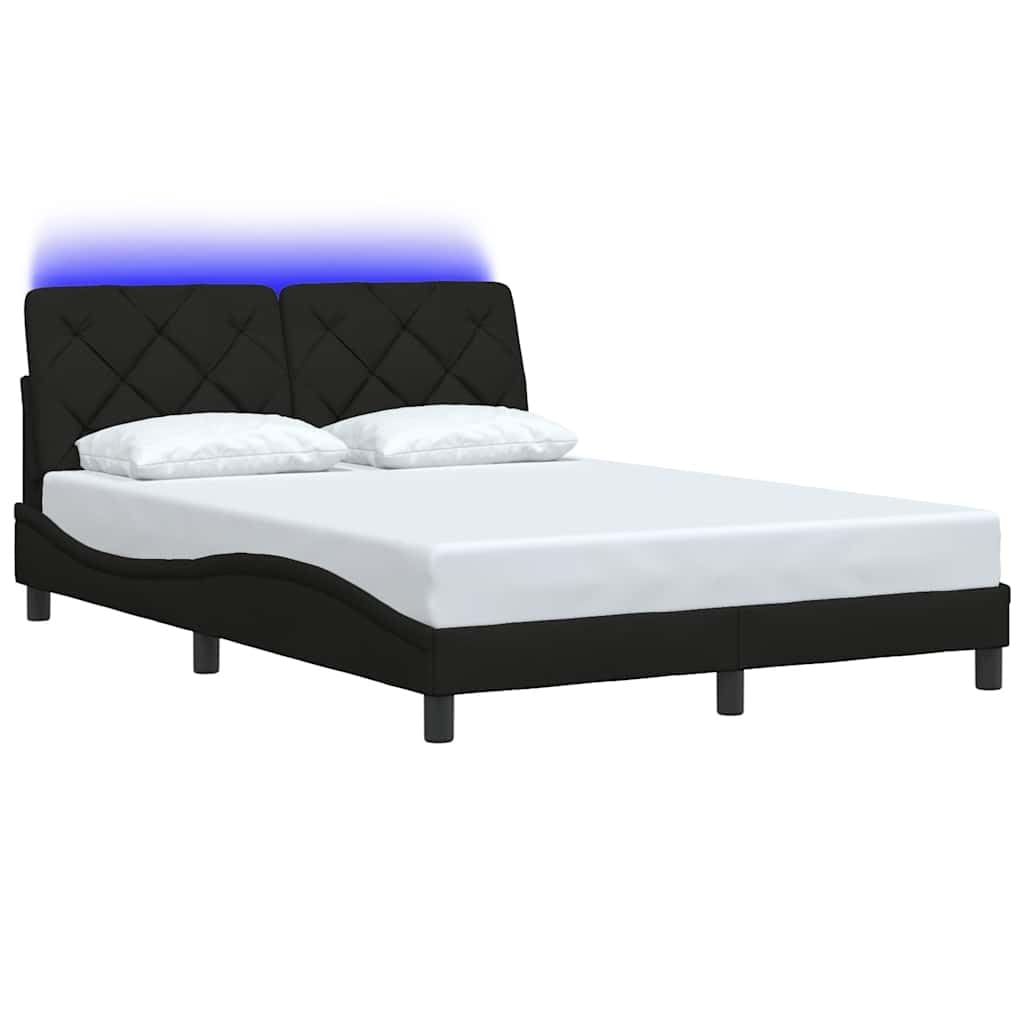Brokky Estructura de Cama con LED sin colchón somier Estructura Cama Base de Cama Bed Frame Mueble camatela Negro 140x200 cm