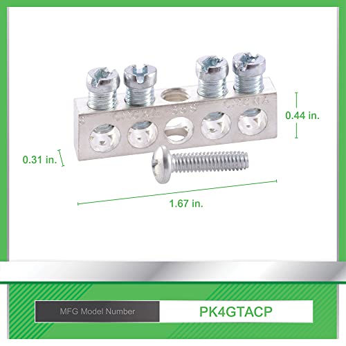 Square D By Schneider Electric Pk4Gtacp 4 Terminal Ground Bar Kit, Silver #TOP1