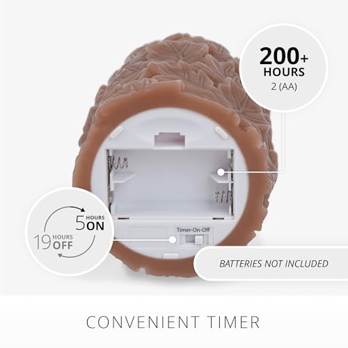 Image of Luminara Flameless Caramel Cafe Embossed Leaves 3.5 inch x 6.5 inch Pillar, Battery Operated & Timer Function, Fall Decorations Indoor Candle Moving Flickering Flame LED Light, Remote Ready (Sold Separately)