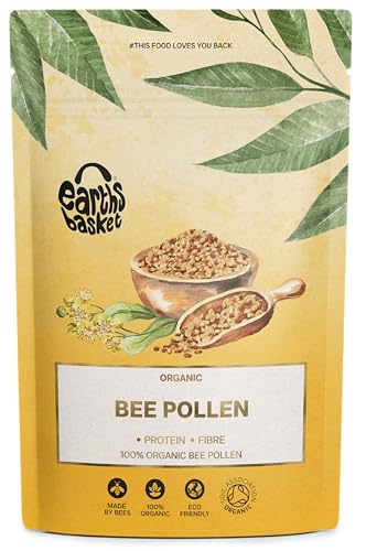 Earths Basket Organic Bee Pollen Granules - Spanish, Raw & Ethically Harvested - 75g in Recyclable Packaging - Healthy Immunity Support - Free from Any Artificial Additives