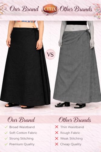 Image of CITIX Pure Cotton Petticoat for Woman Saree | Adujastable Drawstring Waist
