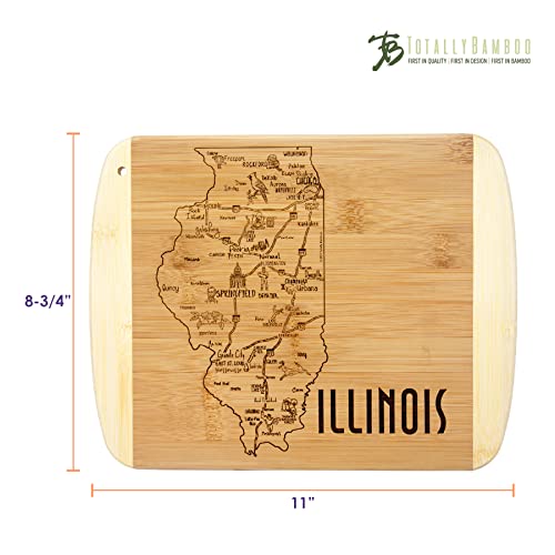 Image of Totally Bamboo A Slice of Life Illinois Engraved Map Cutting Board