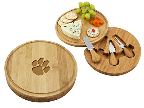 Picnic at Ascot Officially Licensed Collegiate Laser Engraved Bamboo Cheese/Charcuterie Board with knife Set & cheese Markers