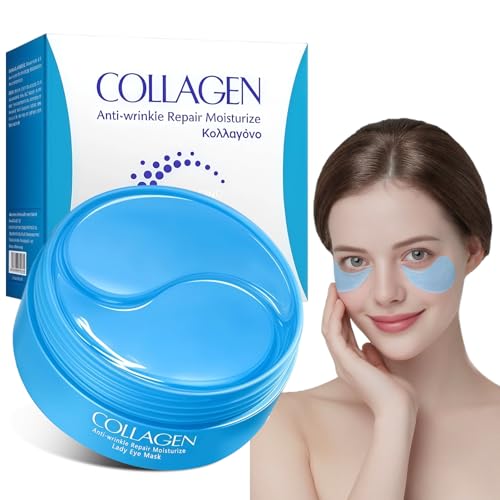 60 Piezas Parches para Ojos con Colágeno y Ácido Hialurónico, Antiarrugas e Hidratantes, Reducen Ojeras, Bolsas y Hinchazón, Mascarilla para el Contorno de Ojos para Hombre y Mujer