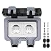 Produktbild Powerole Außensteckdose IP66 Wetterfest, Wandsteckdose Gartensteckdose Aufputz Schutzkontakt für Feuchtraum Garten den Aussenbereich, Outdoor Steckdose 2fach mit Klappdeckel