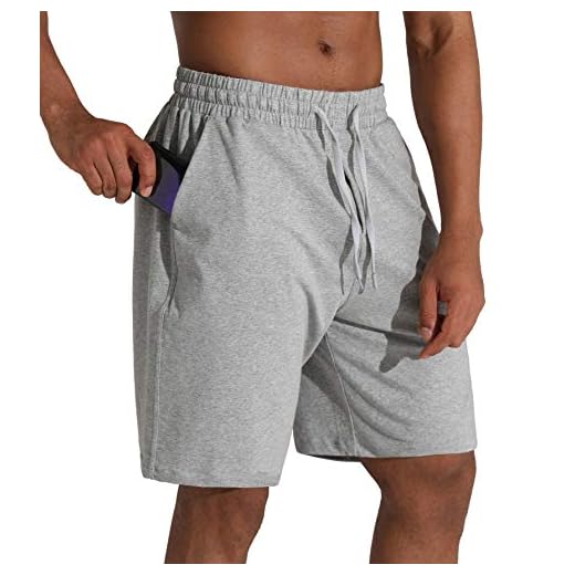 Men's Lounge Shorts with Deep Pockets Loose-fit Cotton Jersey Shorts for Running,Workout,Training, Basketball (605 Grey, X-Large)