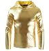 Produktbild EverNight Herren Metallic Silver Hoodies, Diskothek Stile Mode Bronzing Langen Ärmeln T Shirts, Schwarz Slim Fit Tops, Kostüm-Partei-Halloween/Cosplay,Gold,XL