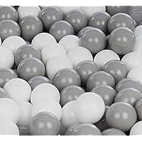Velinda Children Plastic Balls for Ball Pits, play, Kids, Bouncy Castle 150 balls O 7cm (Balls colours: white,grey)