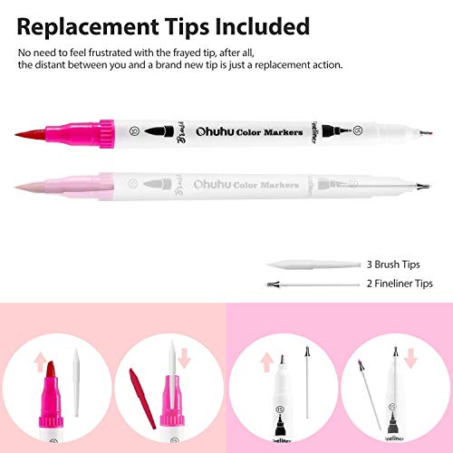 Ohuhu 100 Colors Art Markers Set, Dual Tips Coloring Brush Fineliner Color Marker Pens Marker Pads Art Sketchbook, 8.3"×8.3" #TOP7