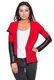Veste FUTURO FASHION - Veste pour Femme Elegance & Sensible - Style Blazer - Cuir végétal - 8080 - Rouge - 40