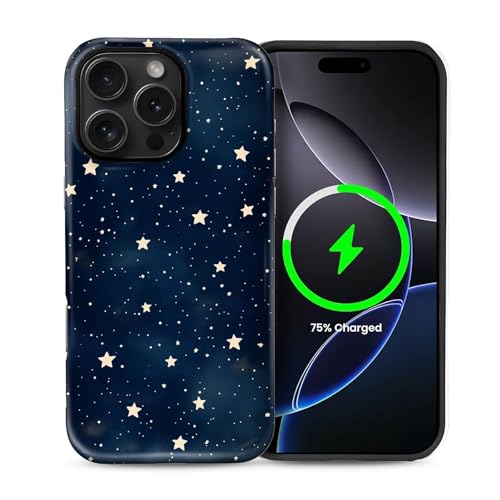 ZHEGAILIAN Magnetic Case for iPhone 16 Pro,Compatible with MagSafe Hard Shell + Soft Silicone 2 in 1 Hybrid Shockproof Bumper Drop Protective Case Starry Sky Dark Blue Night by ZHEGAILIAN - Used condition - US$9.28