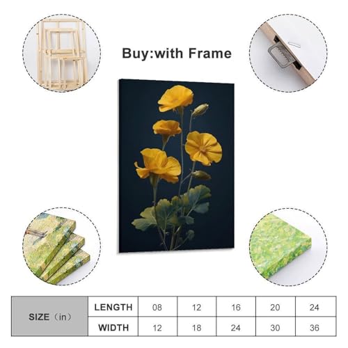 Fleurs jaunes avec bourgeons affiche murale ZHOUKEG - 2