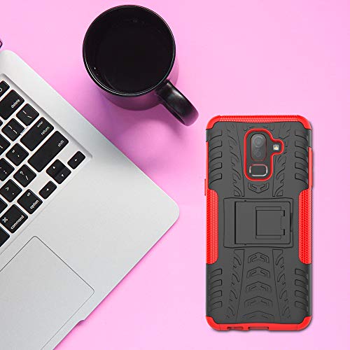 Capa para Galaxy J8 2018, Dooge de camada dupla fina de TPU + PC bumper resistente de alto impacto d