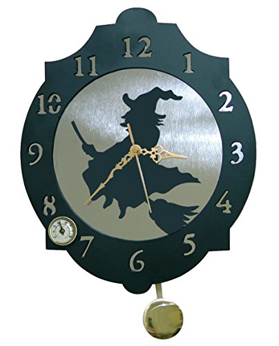 Arthifor - Reloj de Pared Bruja con péndulo y termómetro- Fabricado artesanalmente en España