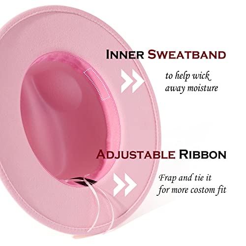 Lisianthus Women Belt Buckle Fedora Hat Pink