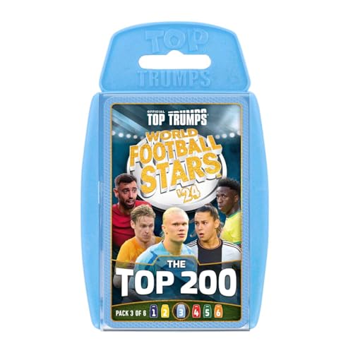 Top Trumps World Football Stars Top 200 Card Game Pack 3, Play with Haaland, Benzema, Otamendi and Navas, educational gift for ages 6 plus