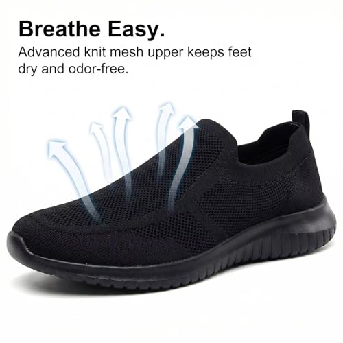 Image of konhill Men's Slip On Walking Shoes Lightweight Breathable Knit Tennis Sneakers Comfortable Casual Athletic Work Shoes for Gym Travel