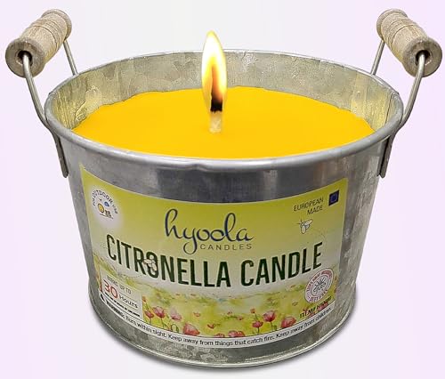 HYOOLA Large Citronella Candles Outdoor Bucket - 30 Hour - 2-Pack - Natural Repellent - European Made