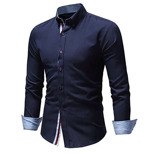 BaZhaHei-Camisetas de hombre Camisa Casual Negro Negro Negro L M para Hombres Navy 2 M