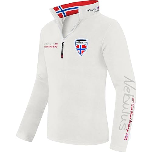 Nebulus Herren Pullover SKANDINAVIA, Warmer Fleecepullover, Pulli aus Fleece mit Half Zip Reißverschluss, Gardenia - S