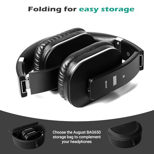 Image of August EP650 Bluetooth Wireless Over-Ear Headphones with aptX Low Latency, NFC, Multipoint Pairing, Wired Option, Built-in Microphone - Black | aptX Low Latency, NFC, Multipoint Pairing, Wired Option, Built-in Microphone, Audio EQ